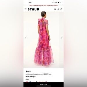 STAUD Calluna Dress in Magenta Painted Floral Organza